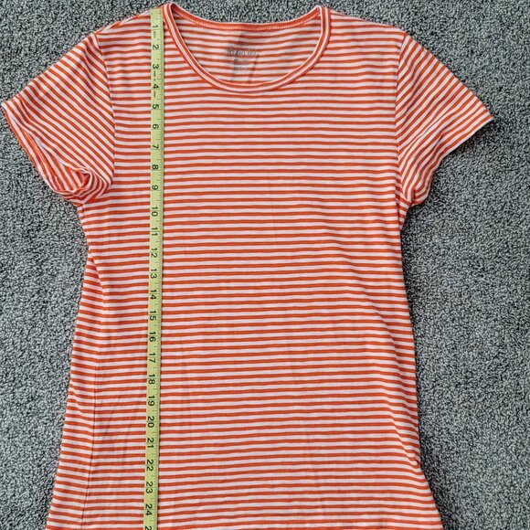 J. Crew Orange & White Striped Studio Tee Size Medium - Picture 7 of 10